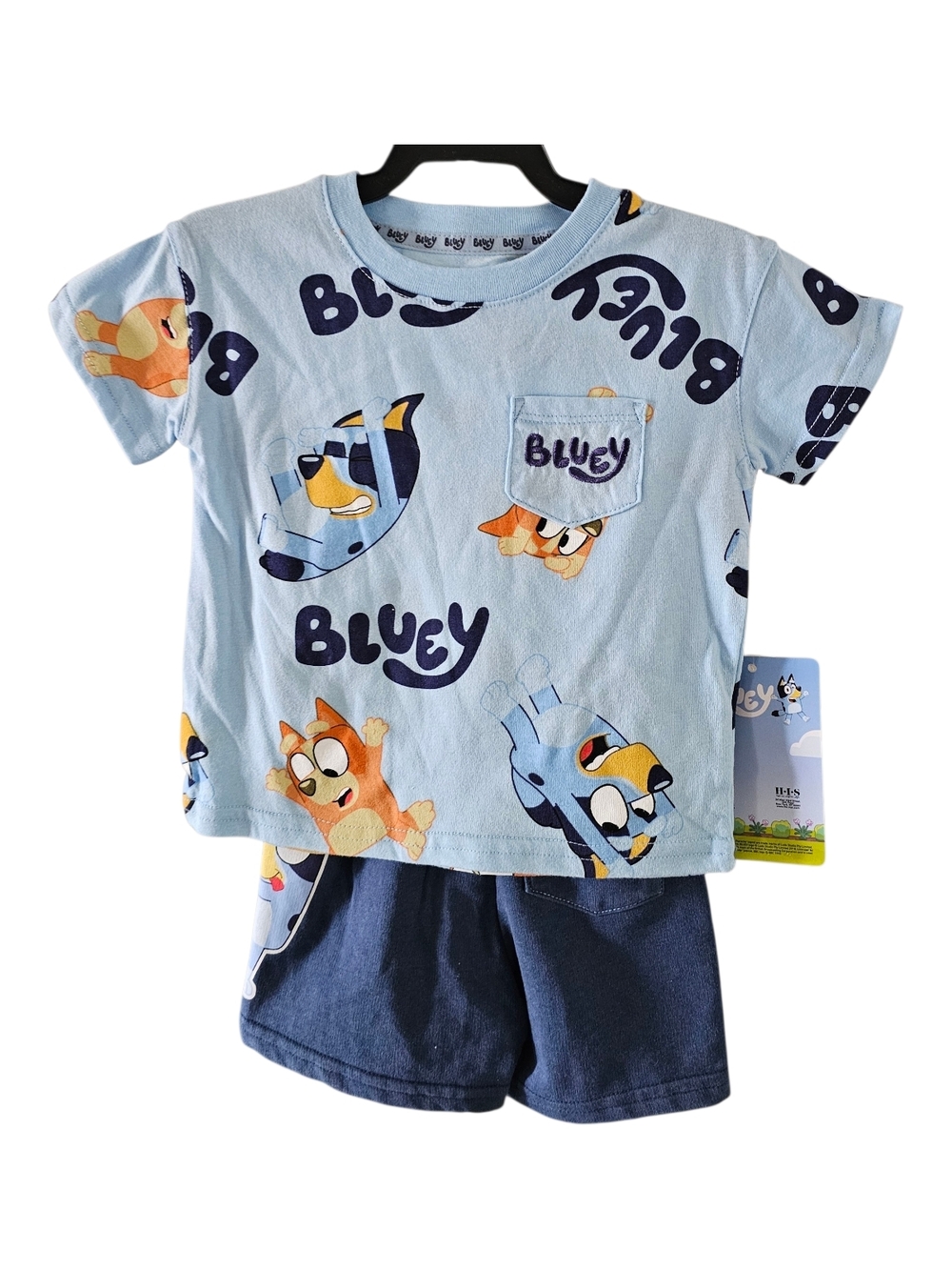 Blue 'Bluey' Kids Outewear Set with Navy Shorts